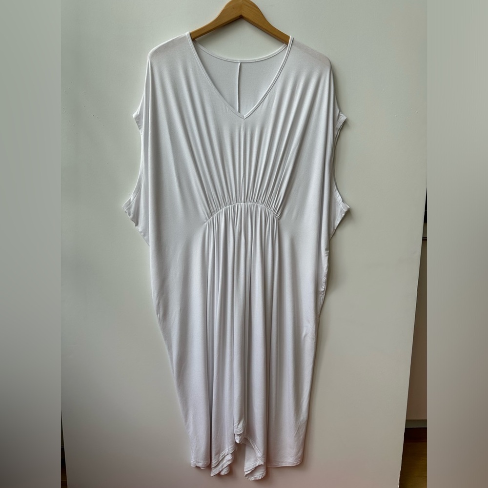 ELOQUII - Jersey Knit Dolman Sleeve Caftan - White - Plus Size 18/20